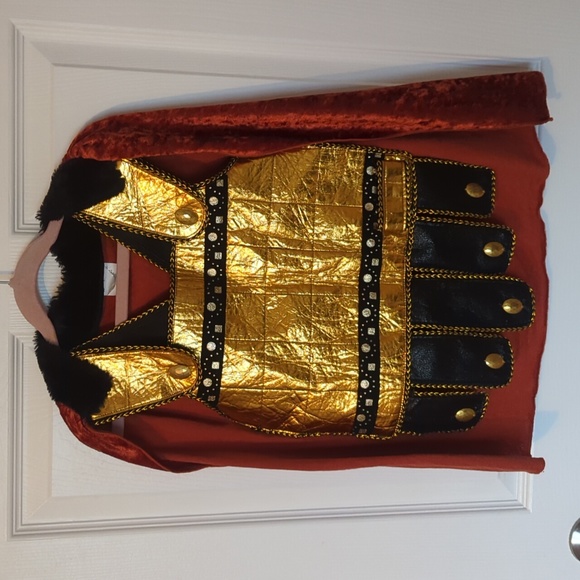 Gladiator Costume, Gold, Black, & Orange, Chest Piece with Cape & Collar Size 4 - Picture 1 of 10